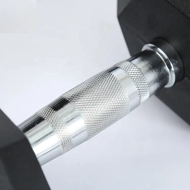 Weight Lifting Black Rubber Hex Dumbbell
