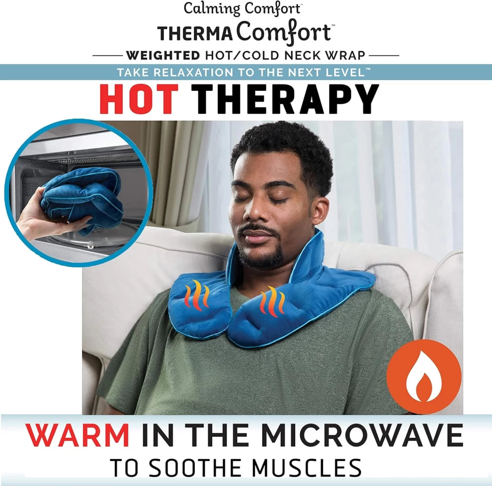 Calming Therma Comfort Weighted Hot Neck Shoulder Wrap-Microwave Pad