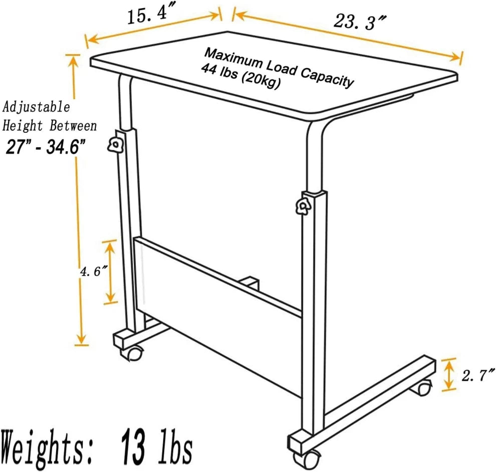 Adjustable Laptop Table Desk with Wheels Study/Work