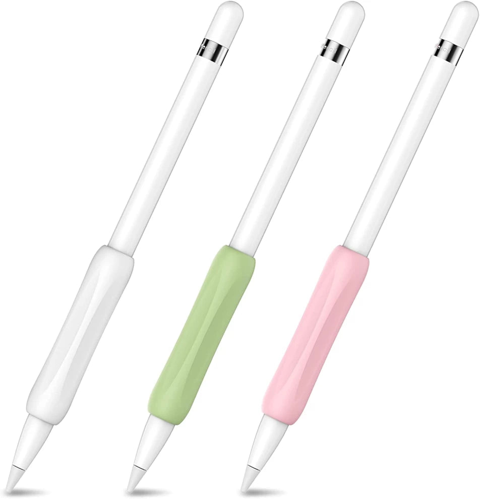 AHASTYLE 3 Pack Apple Pencil Grips Silicone Holder Sleeve Compatible with Apple Pencil 1st and 2nd Generation (White,Green,Pink)
