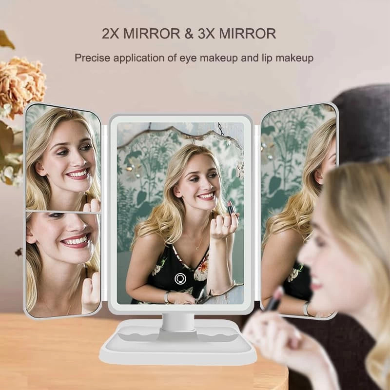 Three-Sided Folding Makeup Mirror Desktop