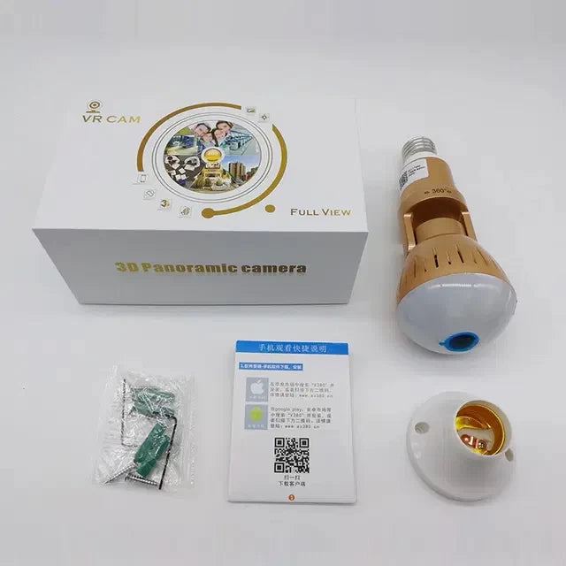 WiFi Light Bulb Security Camera 360° Fisheye View -2MP