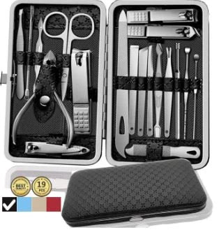 19-in-1 Manicure & Pedicure Kit – Professional Nail Care Set with Travel Case