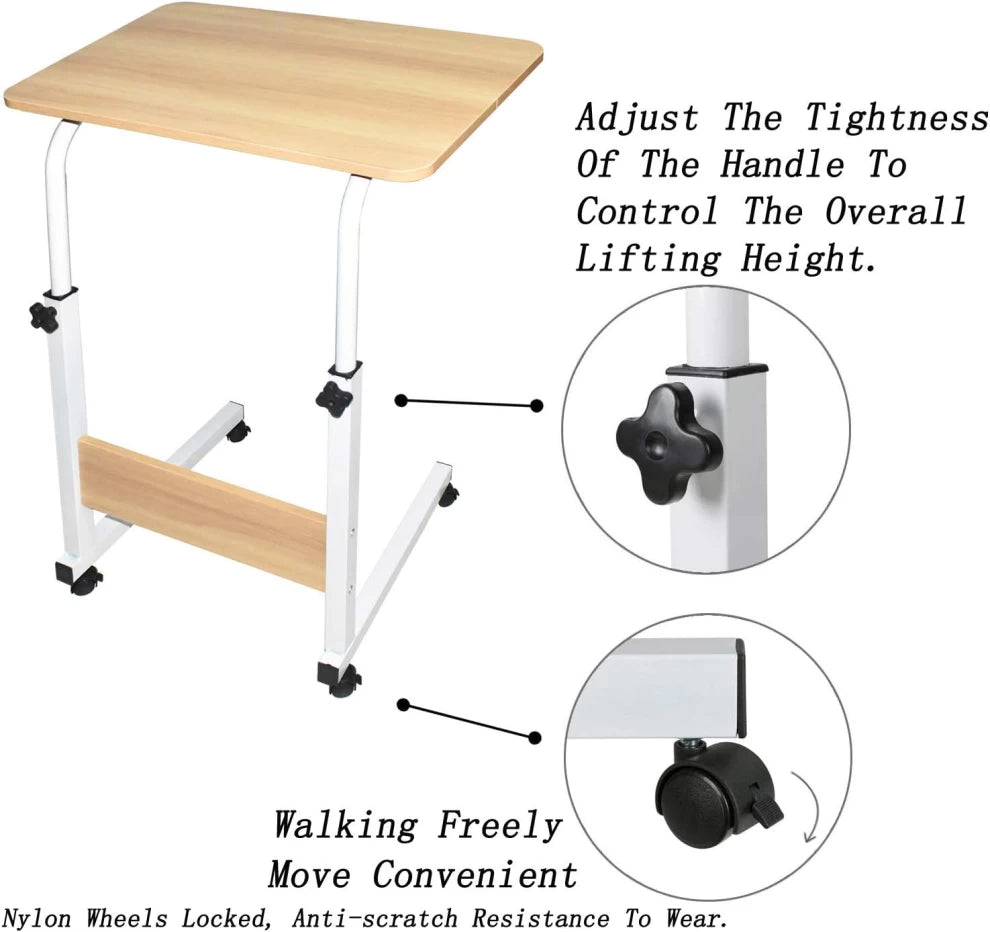 Adjustable Laptop Table Desk with Wheels Study/Work
