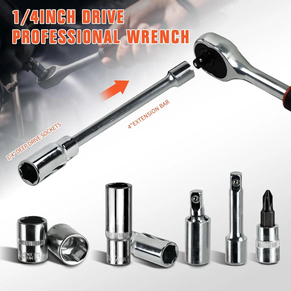 Socket Wrench Set Durable & Versatile Hand Tool Kit 53-Piece