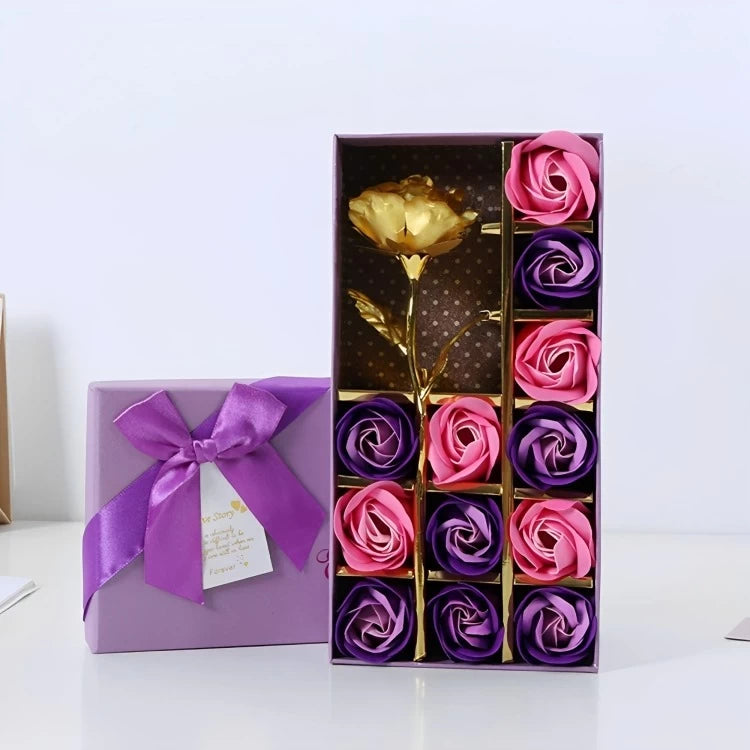 12pcs Soap Rose and 24k Gold Foil Rose Gift