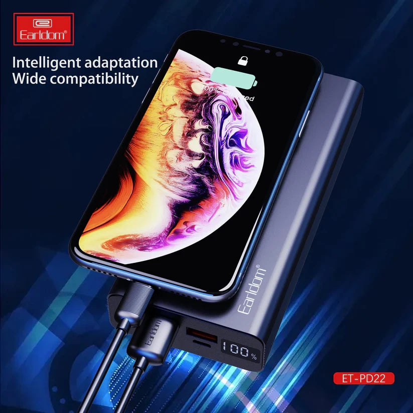 Earldom PD22 Power Bank – 20000mAh | 20W Fast Charging | Black