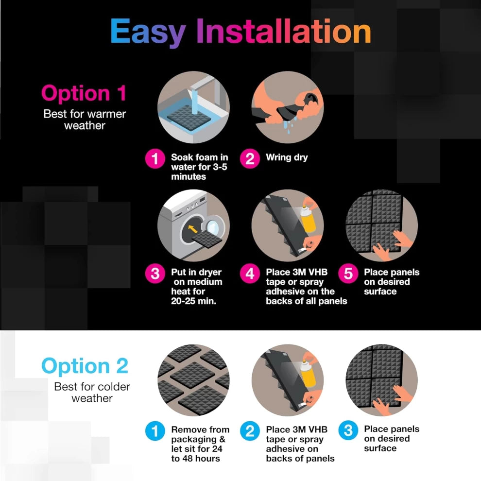 6 Pack Soundproof Acoustic Foam Panels for Recording Studios (30x30cm)