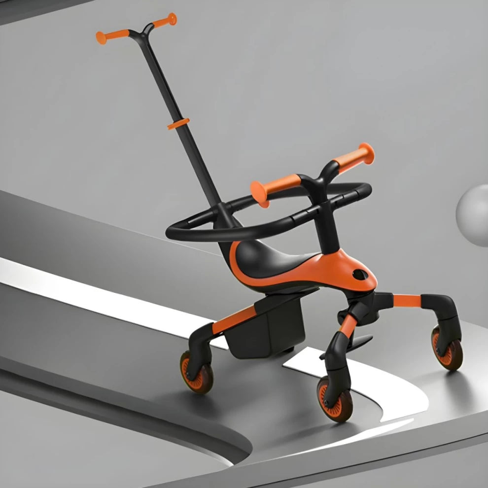 2-in-1 Baby Stroller & Ride-On Car – With Push Handle, Lights & Music