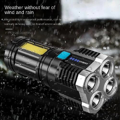 Bright USB Flashlight 4-Core 4 Modes Strong LED Light Rechargeable Torchlight L-S03