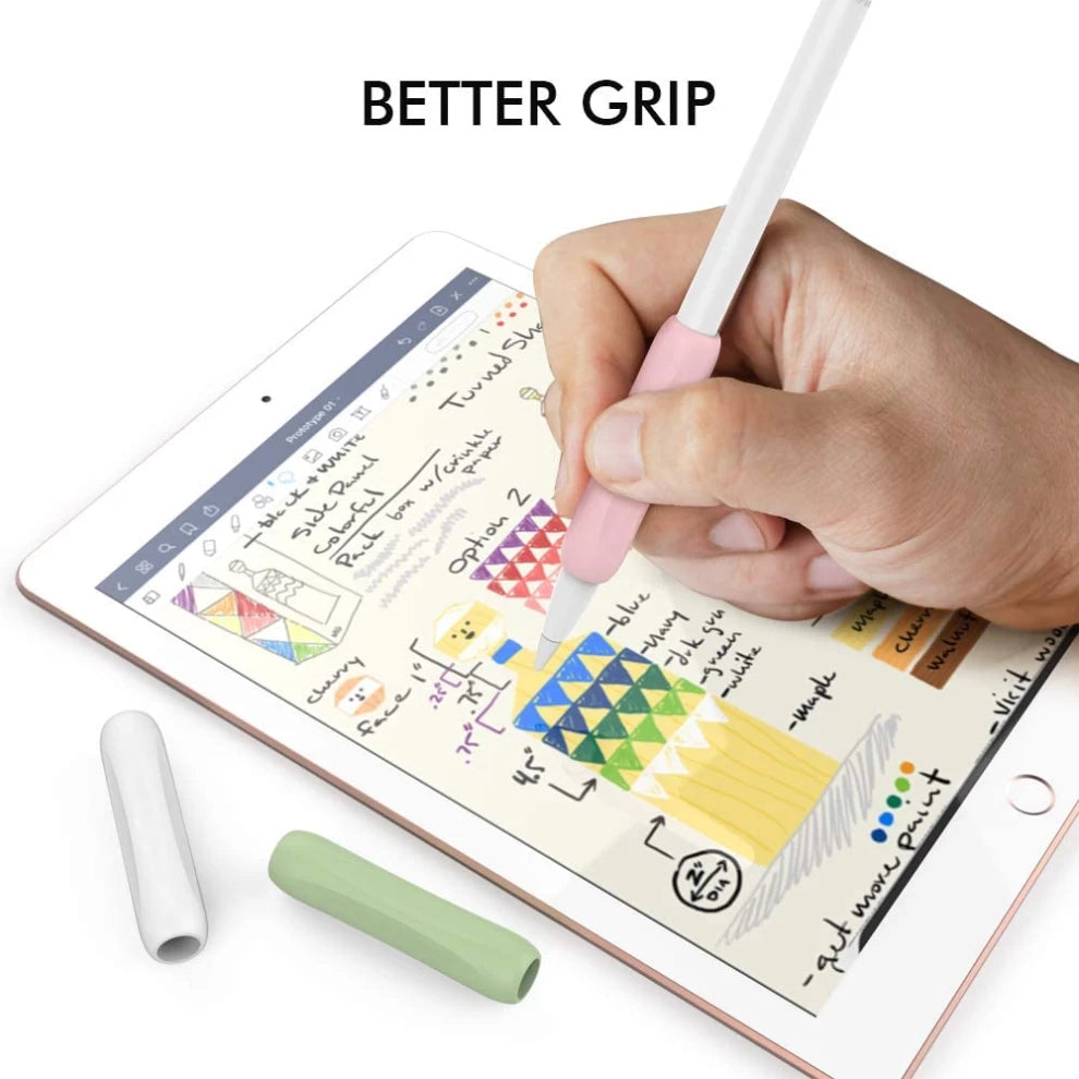 AHASTYLE 3 Pack Apple Pencil Grips Silicone Holder Sleeve Compatible with Apple Pencil 1st and 2nd Generation (White,Green,Pink)