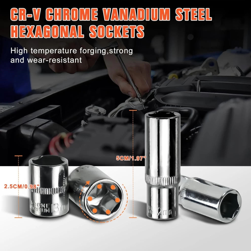 Socket Wrench Set Durable & Versatile Hand Tool Kit 53-Piece
