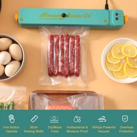 Vacuum Sealer Machine Automatic Air Sealing for Food-Blue