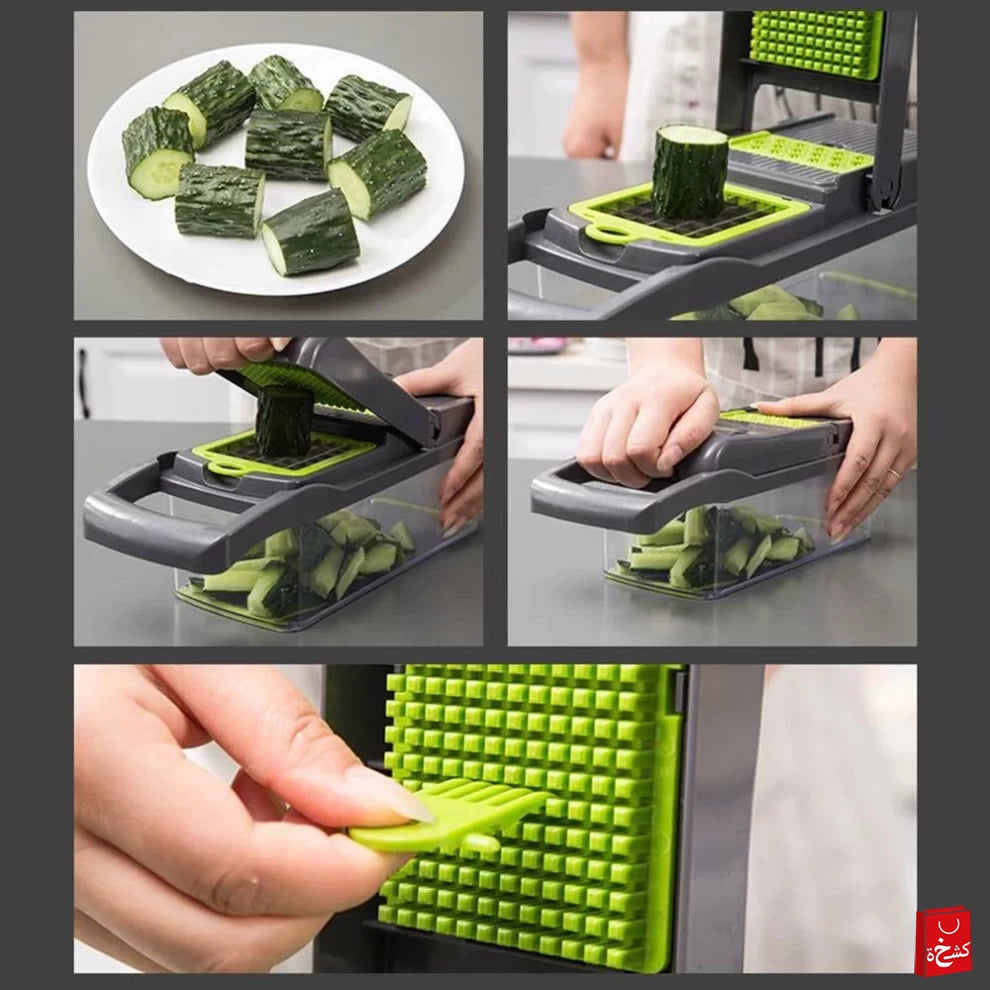 14 in 1 Multifunctional Vegetable Chopper Dicer Cutter with Container – 8 Blades