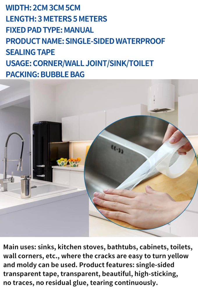 Waterproof Self-Adhesive No Leakage Clear Tape Water Strip-3M