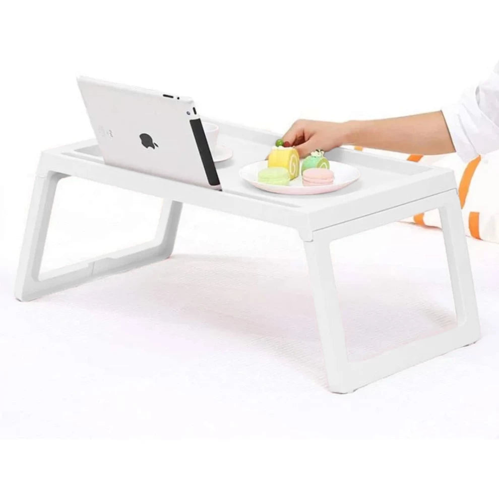 Small Folding Table with Stand - White
