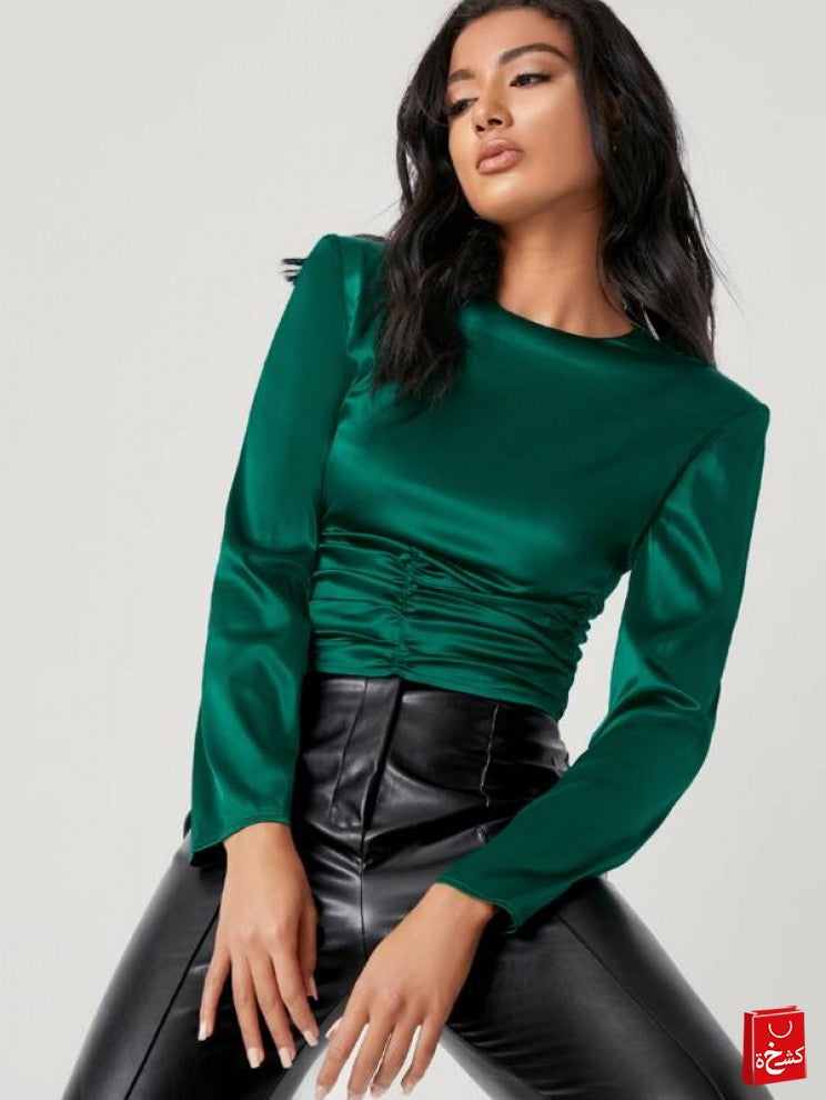 SHEIN Ruched Satin Top