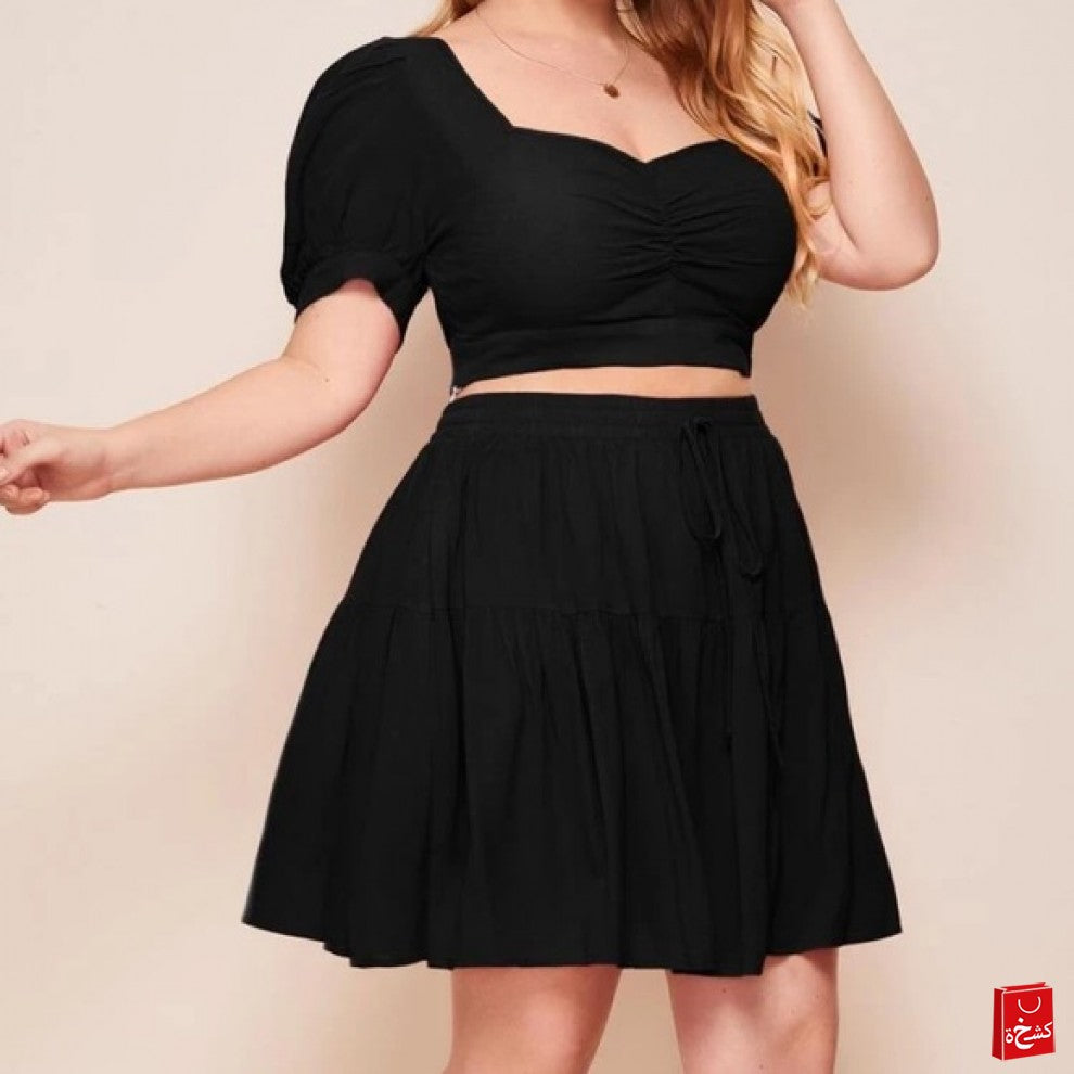 SHEIN Plus Sweetheart Top & Skirt Set