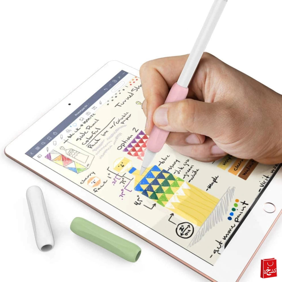AHASTYLE 3 Pack Apple Pencil Grips Silicone Holder Sleeve Compatible with Apple Pencil 1st and 2nd Generation (White,Green,Pink)