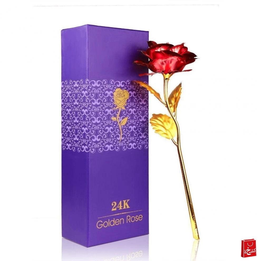 24k Gold Rose Flower Valentine's Gift - Red