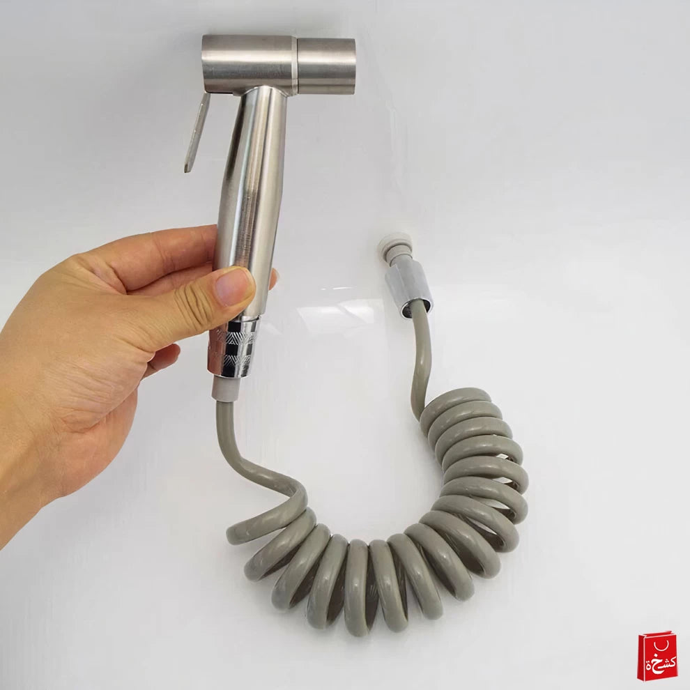 Chrome Plated Shattaf Travel Set With Adjustable Hose Silver