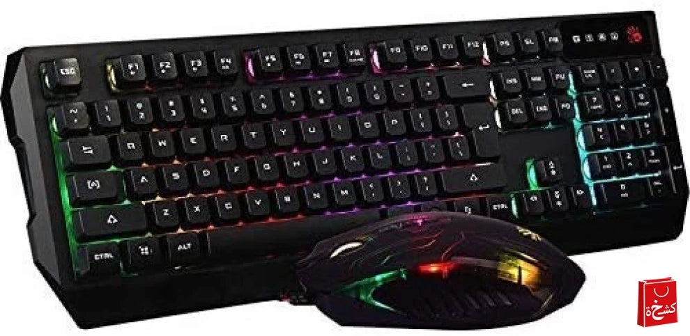 Bloody Q1300 Wired Combo Set with Neon Light Effect - Black