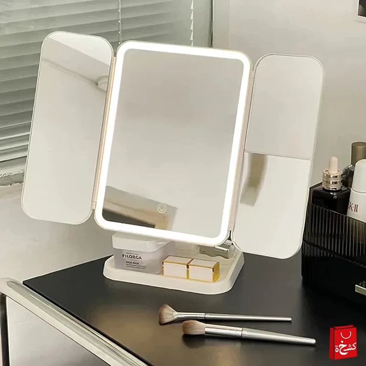 Three-Sided Folding Makeup Mirror Desktop