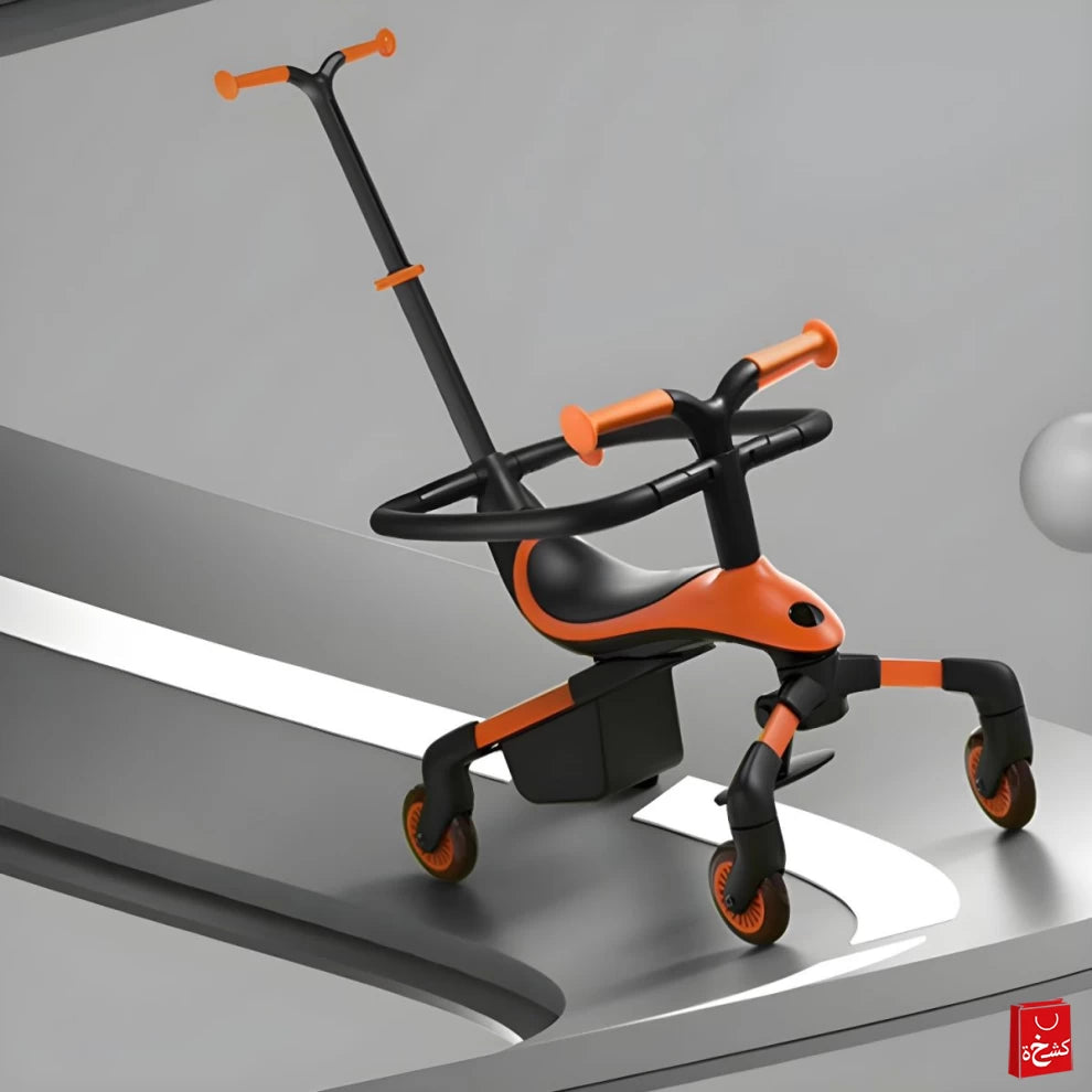 2-in-1 Baby Stroller & Ride-On Car – With Push Handle, Lights & Music