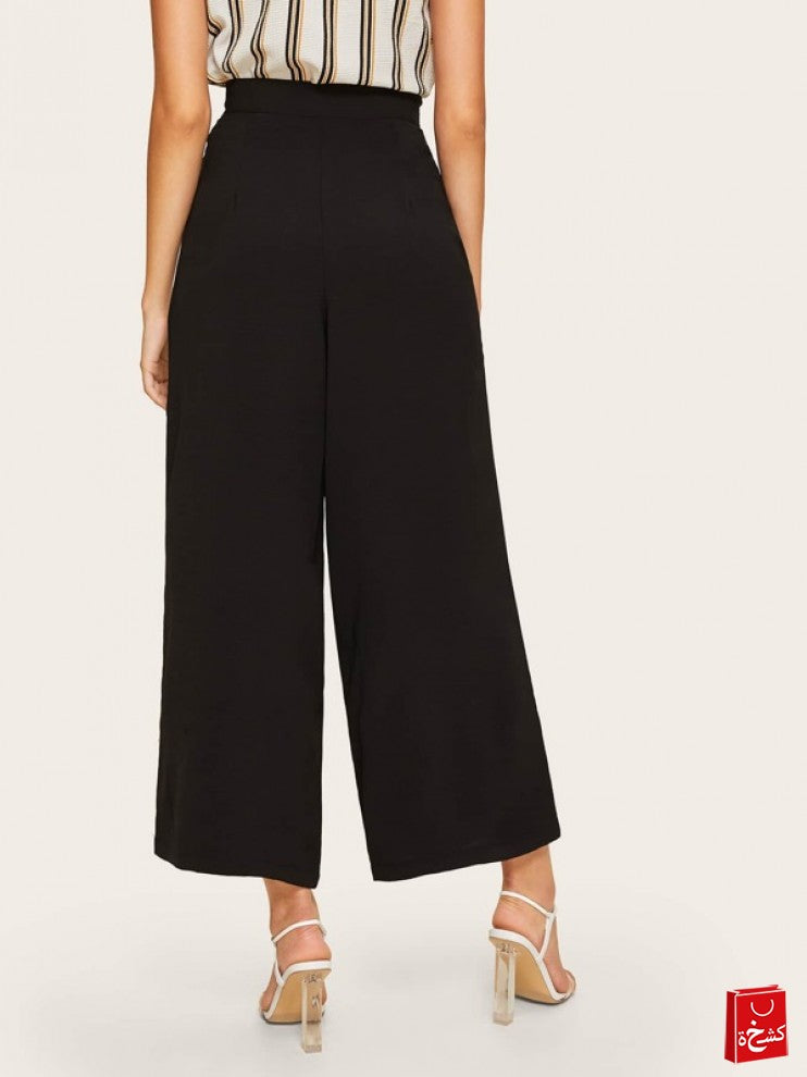 SHEIN Zip Side Slant Pocket Wide Leg Trousers