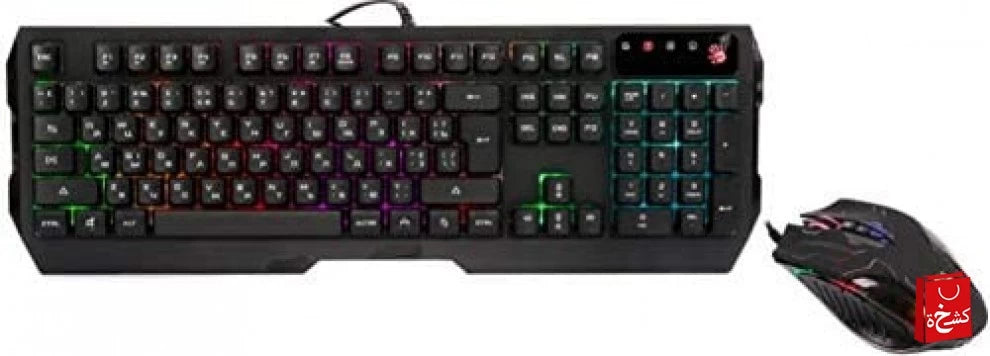 Bloody Q1300 Wired Combo Set with Neon Light Effect - Black