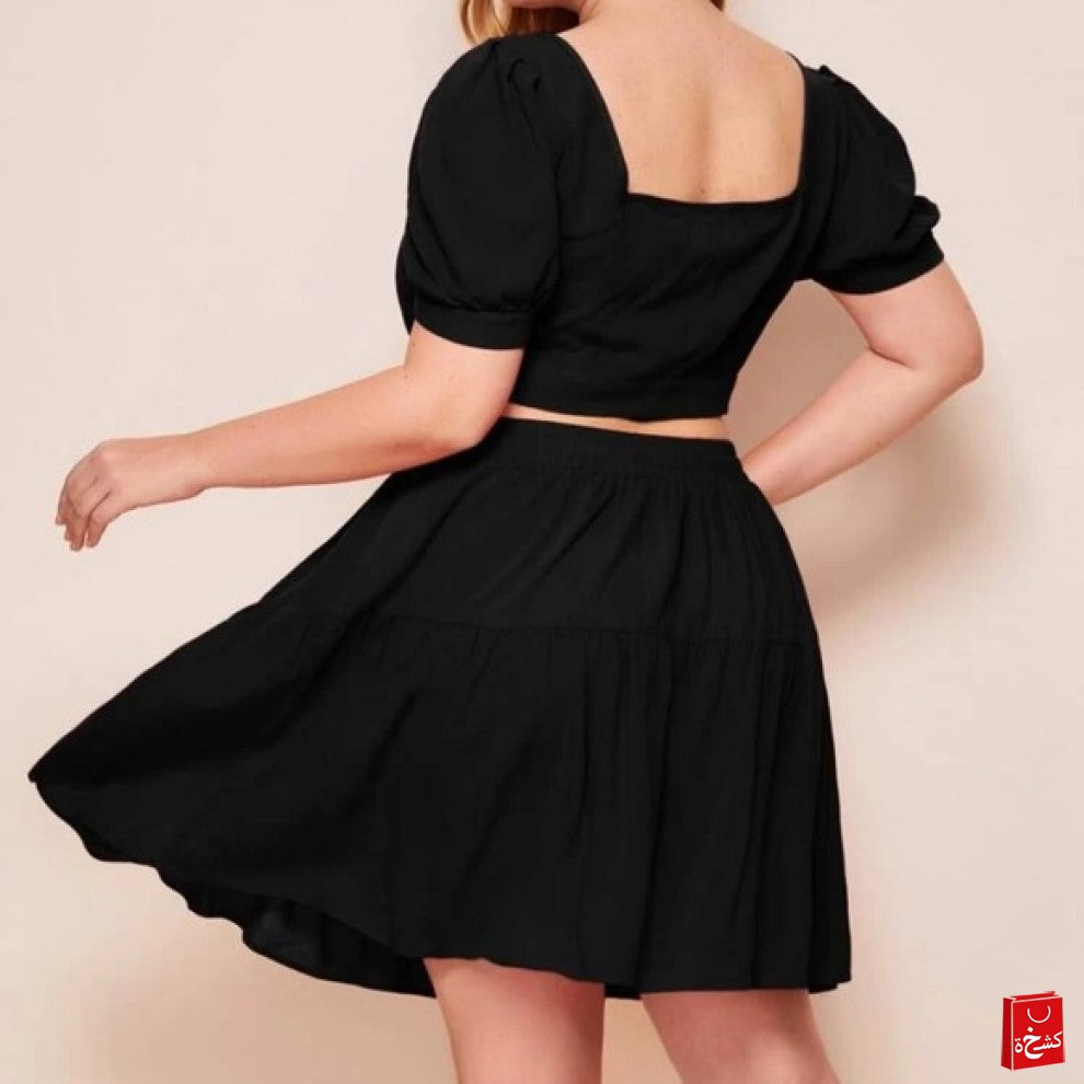 SHEIN Plus Sweetheart Top & Skirt Set