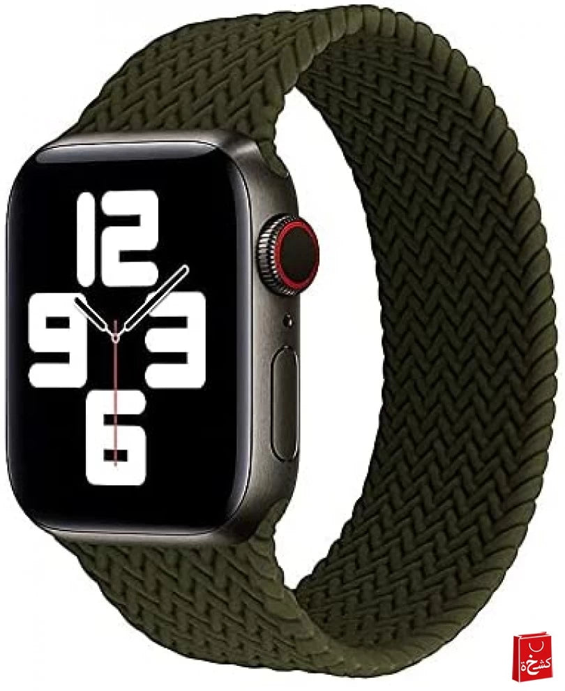 Braided Solo Loop Silicone Watchband For Apple watch- Green