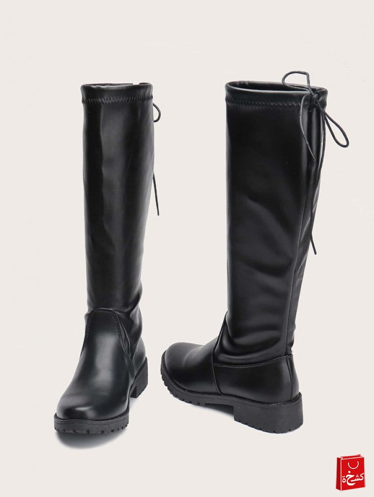 Tie Back Plush Lined Knee Boots
