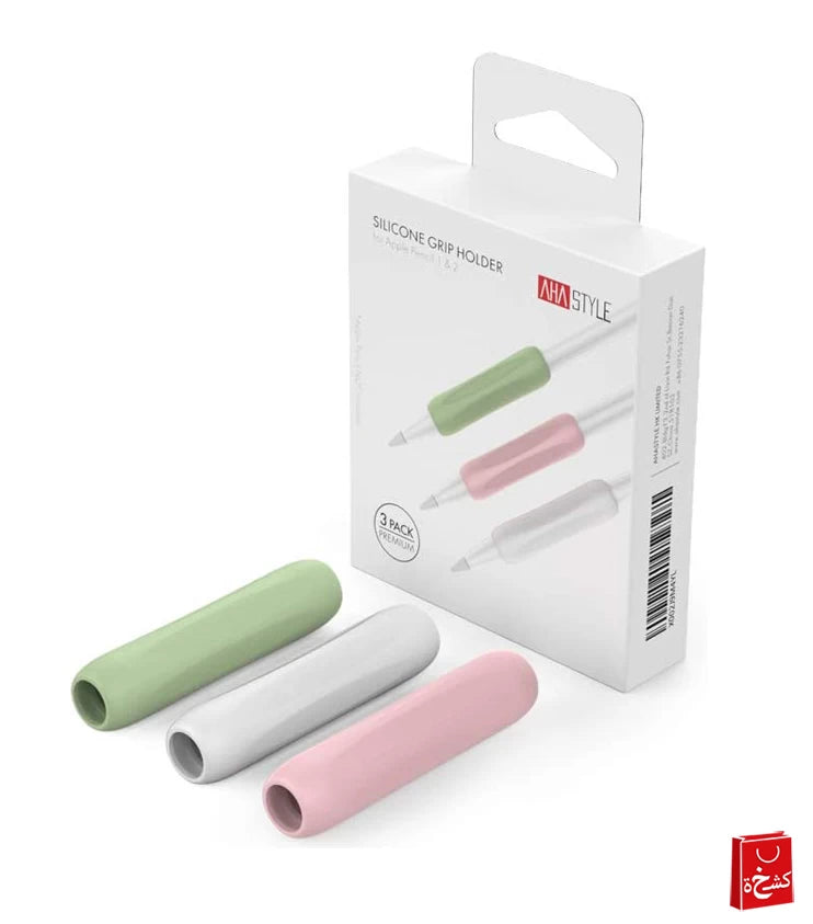 AHASTYLE 3 Pack Apple Pencil Grips Silicone Holder Sleeve Compatible with Apple Pencil 1st and 2nd Generation (White,Green,Pink)