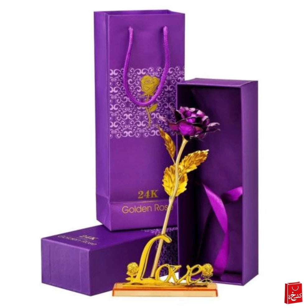 24k Purple Rose Flower