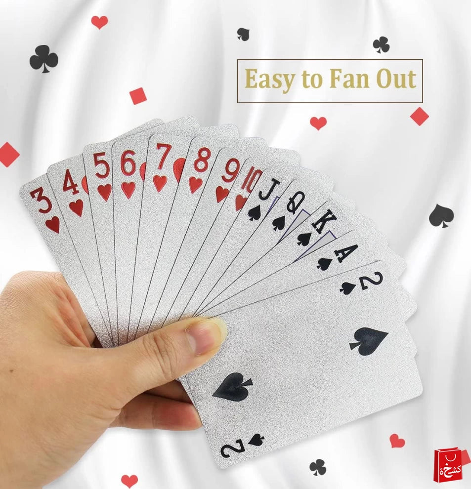 2Psc Silver Deck of Cards, Playing Cards, Waterproof