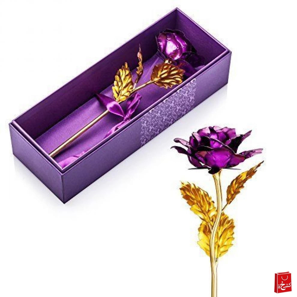 24k Purple Rose Flower Gift-Love Stand