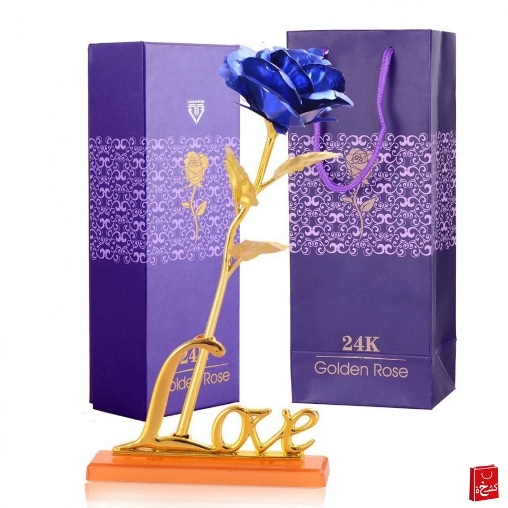 24k Gold Rose Flower Valentine's - Blue