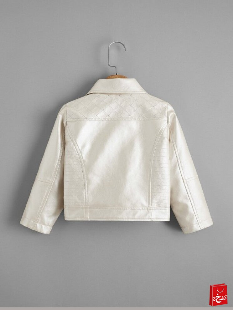 Toddler Girls PU Zip Detail Moto Jacket
