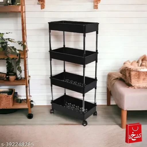 4-Tier Kitchen Trolley Fruit & Vegetable Basket Storage Rack-91cm