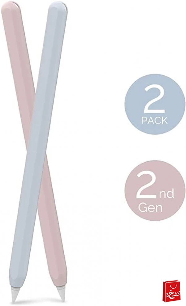 AhaStyle Silicone Apple Pencil Sleeve (2Pack) - Light Blue/Pink