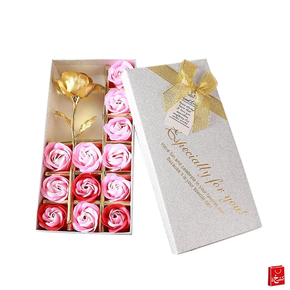 12pcs Soap Rose and 24k Gold Foil Rose Gift