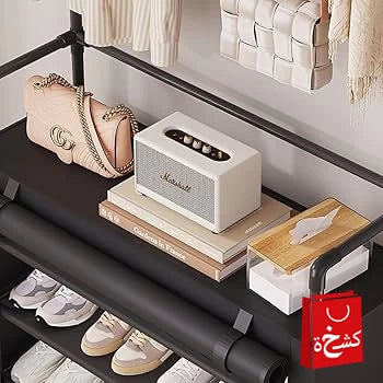 Shelf with Cover Multi-Hanging Rack for Shoes , Stylish & Space-Saving - 4 Layers, 60cm Width, Dustproof, Assembled (Black)