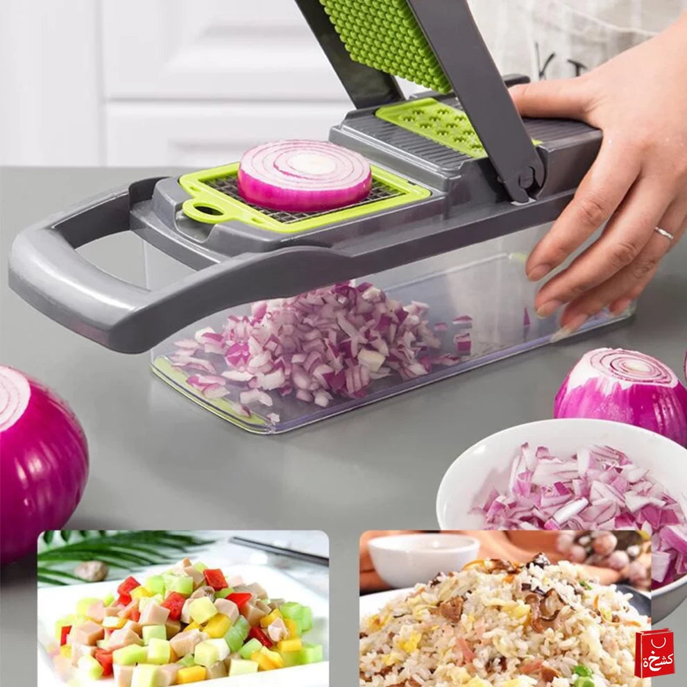 14 in 1 Multifunctional Vegetable Chopper Dicer Cutter with Container – 8 Blades