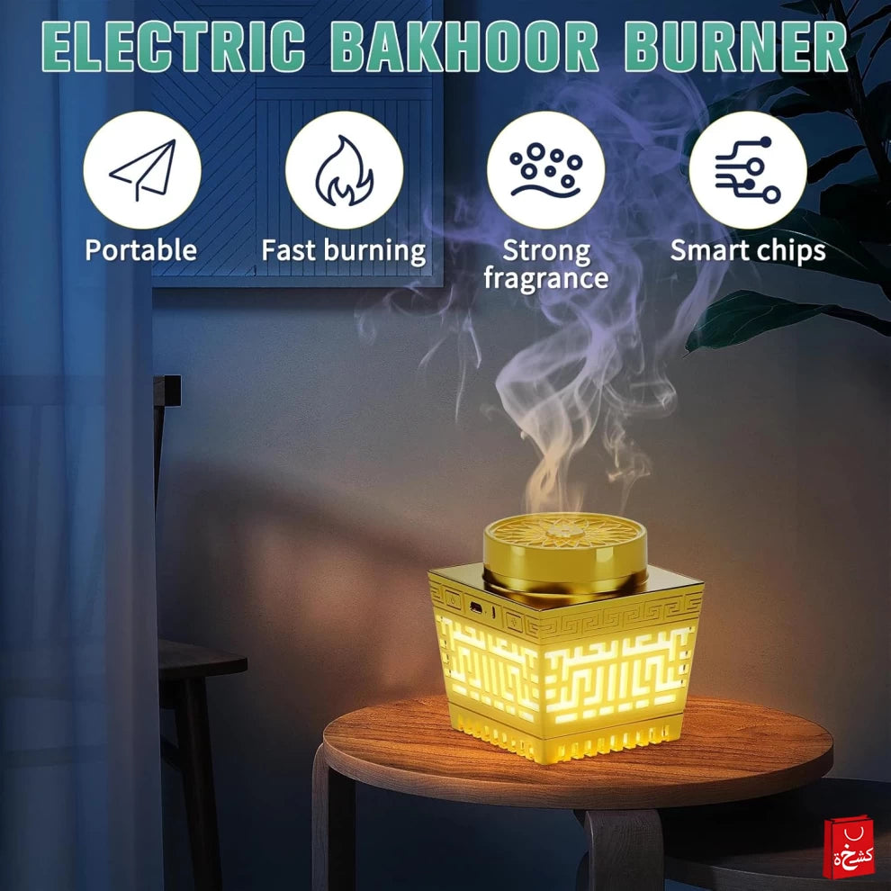 3-in-1 Electric Bluetooth Bakhoor Burner With Quran Speaker Lamp Azan Clock Rechargeable Oud Holder