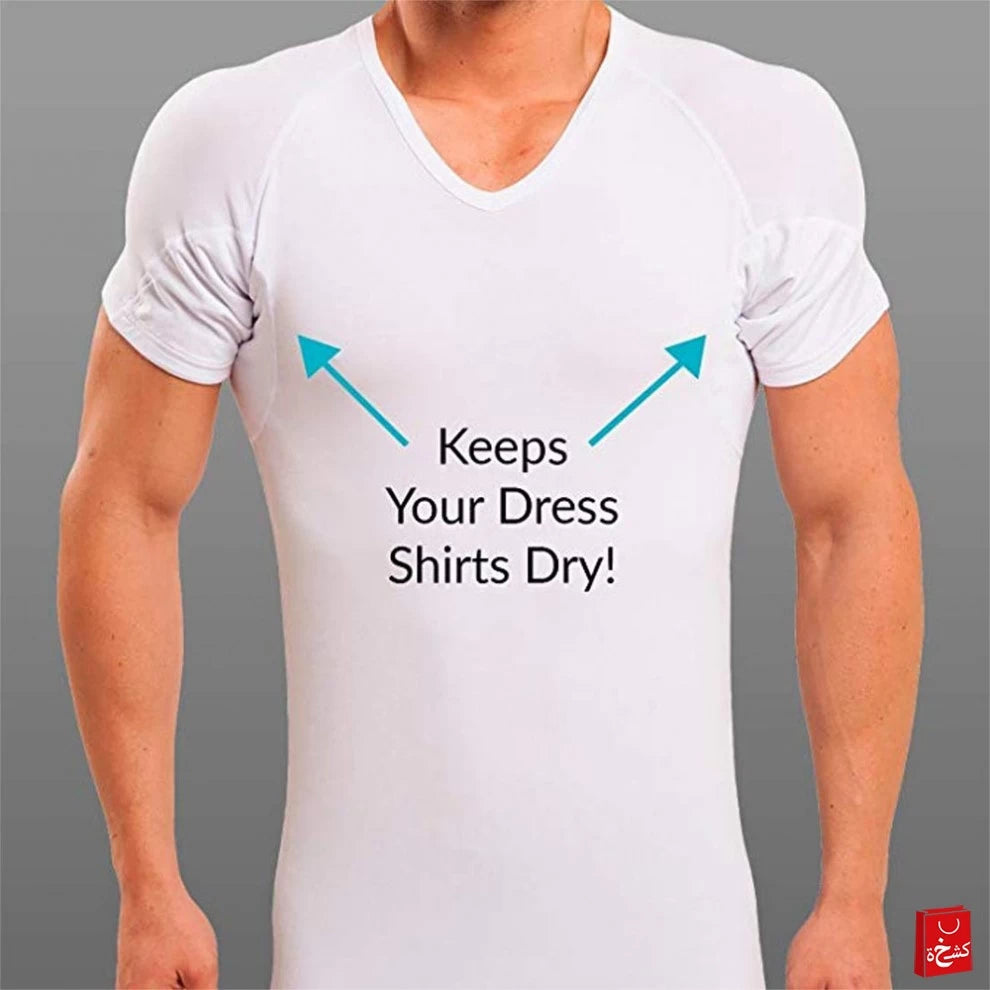 Sweatproof Undershirt for Men with Underarm Sweat Pads(V shape neck)