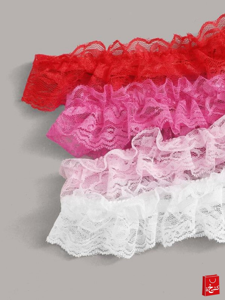 4pack Faux Pearl Ruffle Lace Panty Set