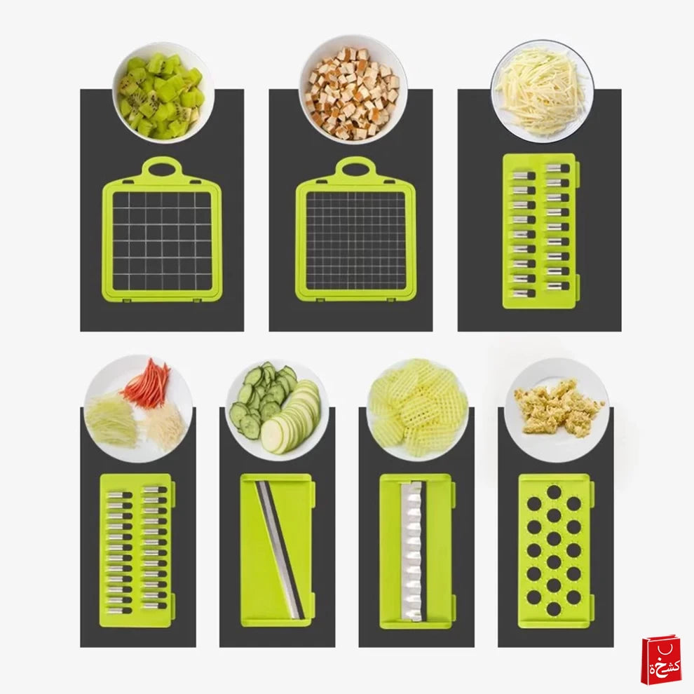 14 in 1 Multifunctional Vegetable Chopper Dicer Cutter with Container – 8 Blades