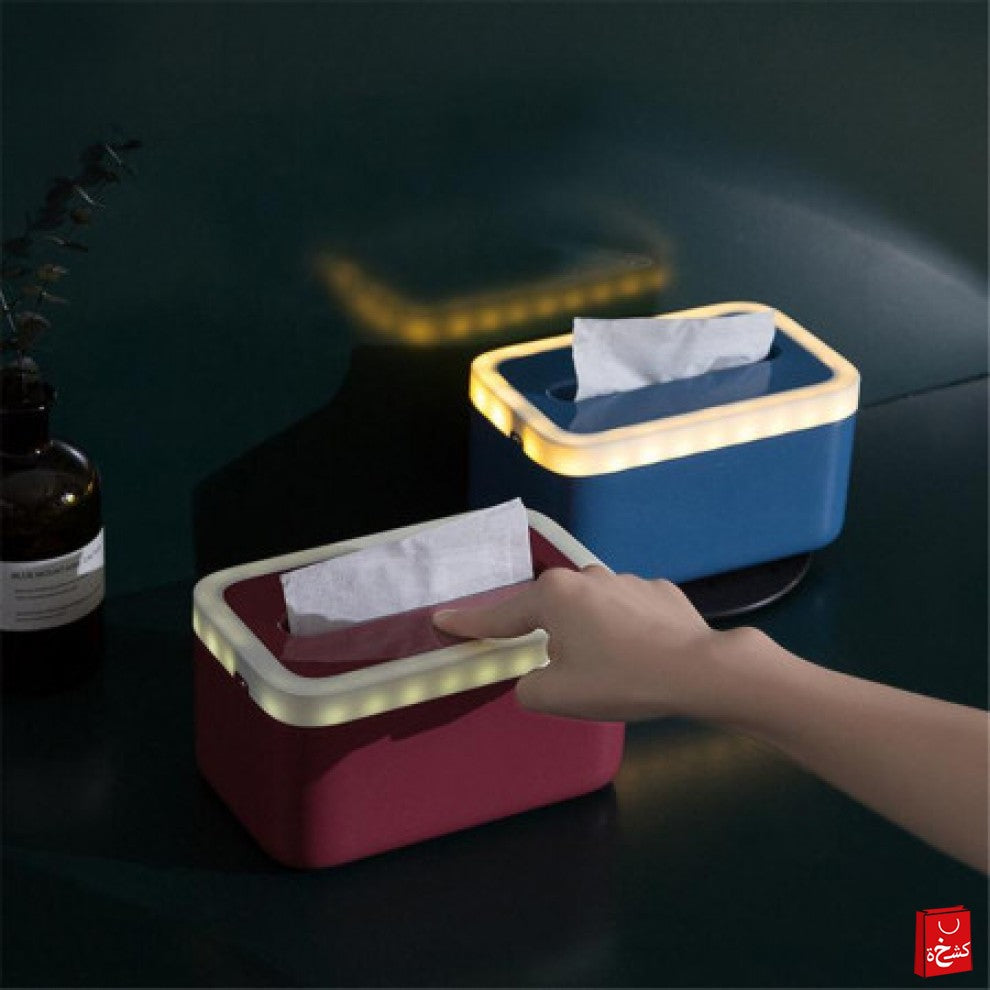 Tissue box with waterproof night light