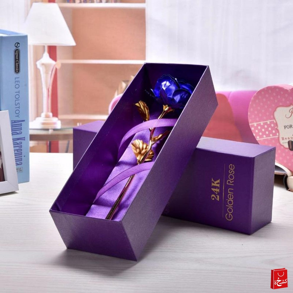 24k Gold Rose Flower Valentine's - Blue